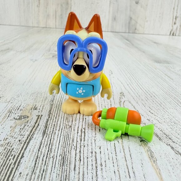 Bluey BINGO Heeler Figure Blue Goggles Squirter Swim Suit Pool Family Beach NEW - Picture 2 of 9